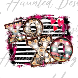 XOXO Valentine gestreifter rosa Leopard Serape Heartbreaker Sublimationsentwurf PNG, Handwerk, Clip Art, sofortiger digitaler Download DTF