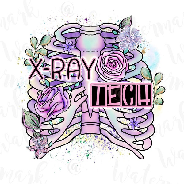 Rib Cage Xray Tech Clip Art Flower Design PNG, Craft, Clip Art, Digital Download DTF