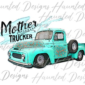 Camionero Madre, Camión Oxidado Vintage PNG, Manualidades, Clip Art, Descarga Digital DTF