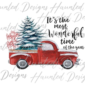 Kerstboom rode vrachtwagen sublimatie ontwerp PNG Clipart Craft, digitale download DTF