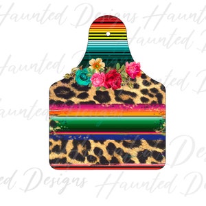 Farm Cow Tag Serape Print Design PNG, Craft, Clip Art Design, Digital Download DTF