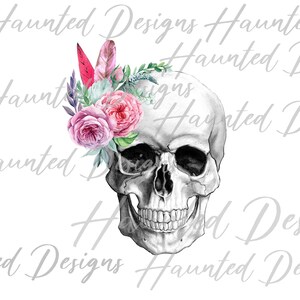 Skull Floral Boho Design PNG, Craft, Clip Art Design, Instant Digital Download DTF