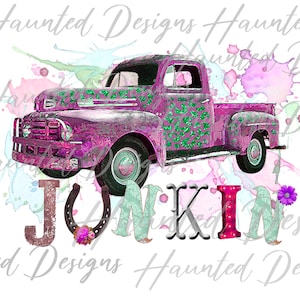 Camión oxidado vintage Junkin Leopard PNG, artesanía, clip art, descarga digital DTF