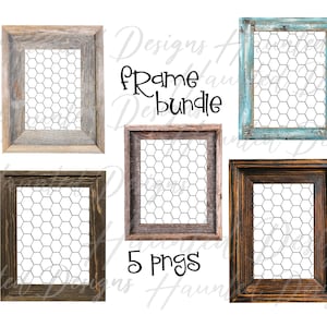 Wood Frame Chicken Wire Rustic Bundle PNG, Craft, Clip Art Design, Instant Digital Download