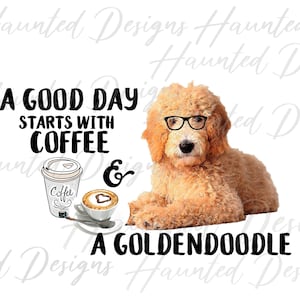 Goldendoodle Hund Kaffee Sublimationsdesign PNG, Handwerk, Clip Art Design, sofortiger digitaler Download DTF