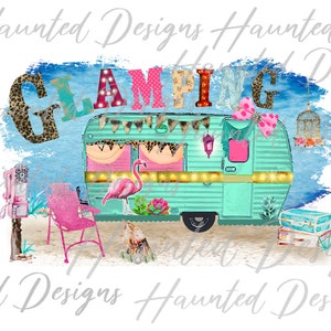 Archivo de sublimación PNG de autocaravana vintage glamping, manualidades, imágenes prediseñadas, descarga digital instantánea DTF