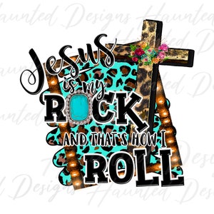 Jesus is my Rock Distressed Cheetah Leopard PNG, Craft, Clip Art Design, Instant Digitale Download DTF