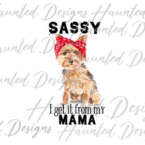 Yorkie impertinent chien avec bandana maman Sublimation Design PNG, artisanat, Clip Art Design téléchargement numérique DTF