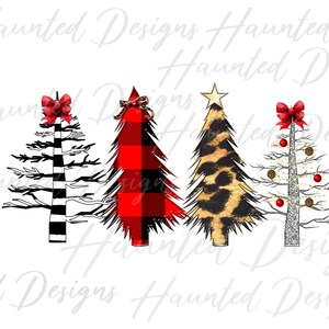 Wilde kerstboom zilveren streep versie Leopard selectiekader Buffalo geruite sublimatie ontwerp PNG Clipart Craft, digitale download DTF