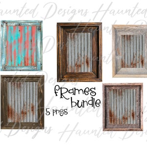 Wood Frame Rustic Corrugated Metal Bundle PNG, Craft, Clip Art Design, Instant Digital Download