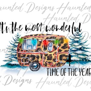 Kerstboom Leopard Camper sublimatie ontwerp PNG Clipart Craft, digitale download Het is de mooiste tijd van het jaar DTF