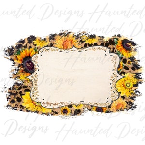 Sunflower Background Frame Cheetah Sublimation PNG, Craft, Clip Art Design, Instant Digital Download
