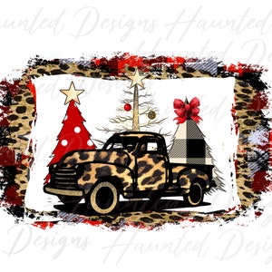 Luipaard vrachtwagen kerstboom Luipaard selectiekader Buffalo geruite sublimatie ontwerp PNG Clipart Craft, digitale download DTF