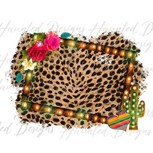 BOHO Cactus Leopard Flower Marquee Team Serape Logo Leeg, Instant Digitale Download, PNG, Craft, Clip Art Design