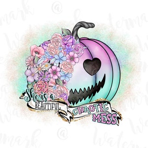 Herfst bloemen pastel pompoen sublimatie ontwerp PNG Clipart Craft, digitale download DTF
