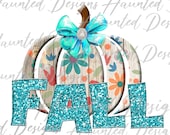 Fall Pumpkin Wood Glitter Bow Floral Sublimation Design PNG Clipart Graphic, Digital Download