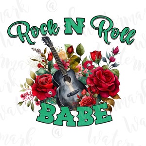 Musik Rock'n'Roll Babe Gitarre Sublimationsdesign PNG Clipart Handwerk, digitaler Download DTF
