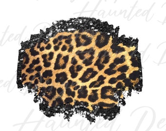 Cheetah Black Glitter Frame Background Blank PNG, Craft, Clip Art, Instant Digital Download