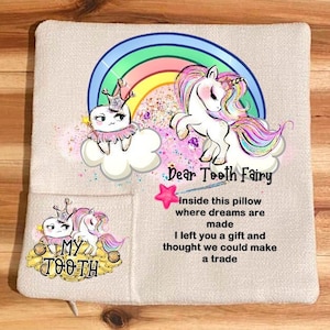 Oreiller de licorne fée des dents Design numérique fille téléchargement immédiat ensemble de modèles de conception PNG, artisanat, conception clipart