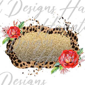 Cadre minable léopard Rose paillettes or PNG, artisanat, clipart, téléchargement numérique instantané