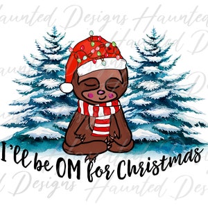 Set di design per sublimazione di bradipi, Babbo Natale, yoga, Natale, PNG, artigianato, clip art, download digitale DTF