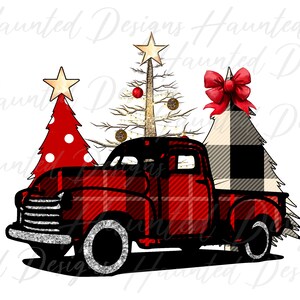 Geruite kerstboom vrachtwagen boom Buffalo geruite sublimatie ontwerp PNG Clipart Craft, digitale download DTF