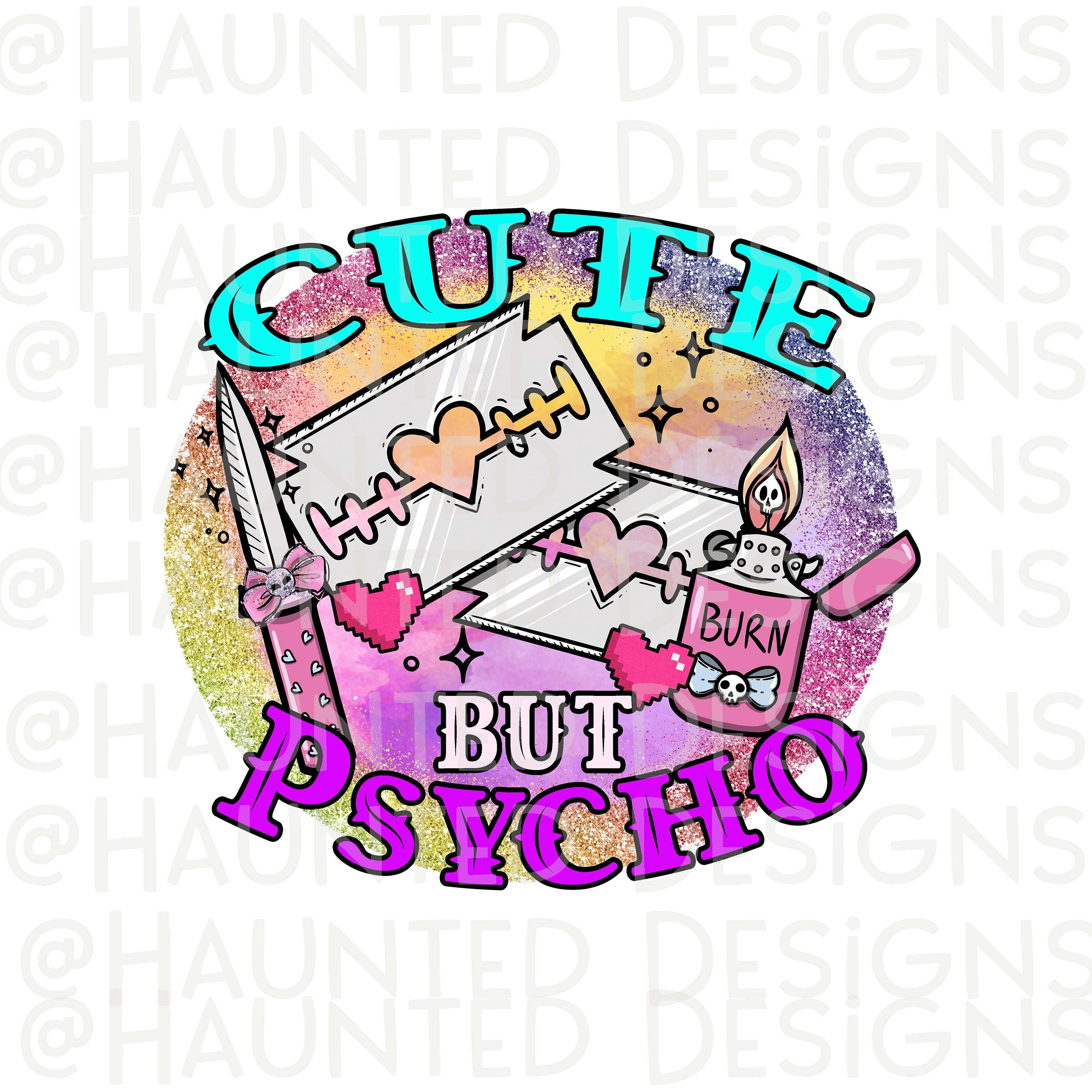 Cute but Psycho Knife Skull Funny Design File PNG Craft Clip - Etsy