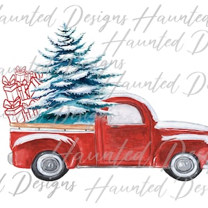Kerstboom rode vrachtwagen sublimatie ontwerp PNG Clipart Craft, digitale download DTF