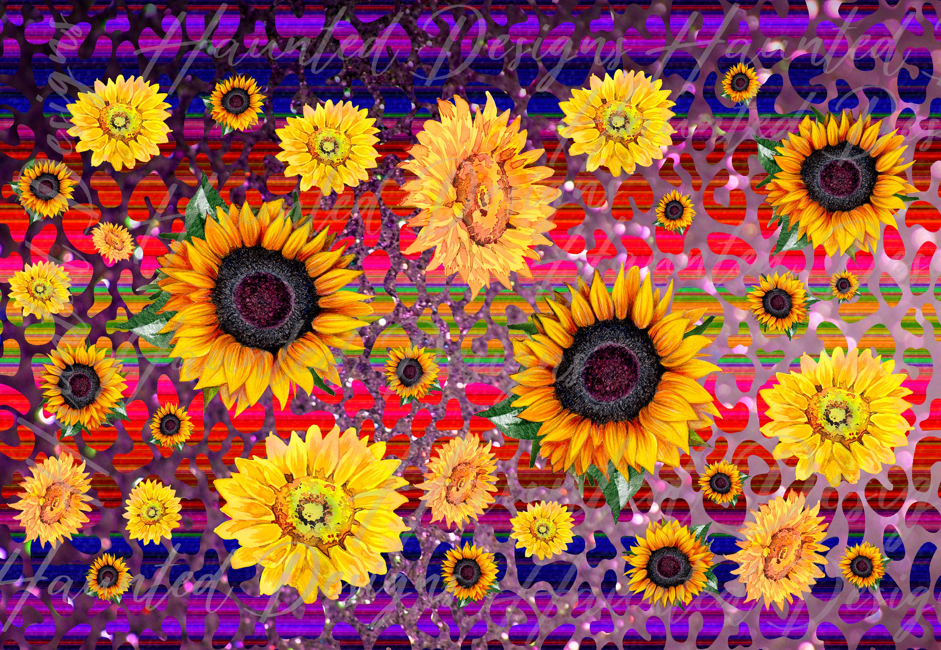Serape Cheetah Sunflower Background Sublimation Design Digital Etsy