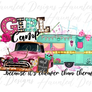 Remorque de camp fille PNG, artisanat, clipart, téléchargement DTF