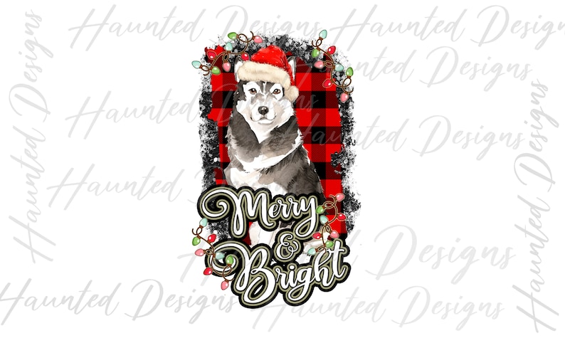 Download Malamute Merry and Bright Christmas sublimation design PNG ...