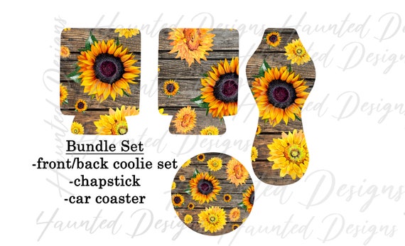 Download Can Cooler And Car Coaster Design Bundle Sunflower Wood Png Etsy