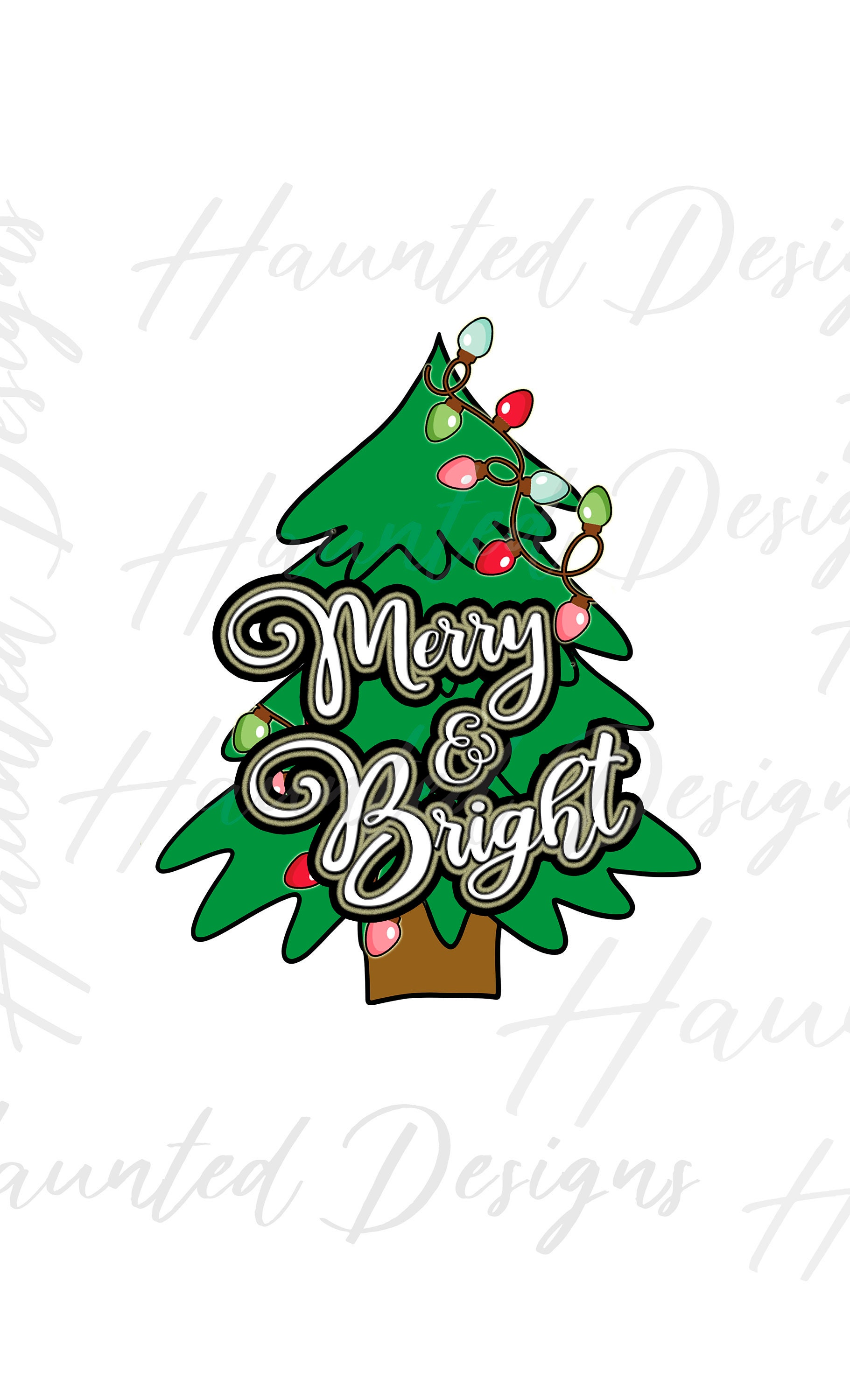 Christmas Merry and Bright Tree Sublimation Design PNG Clipart Etsy