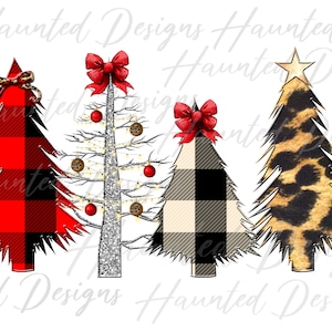 Wilde kerstboom zilveren versie Leopard selectiekader Buffalo geruite sublimatie ontwerp PNG Clipart Craft, digitale download DTF