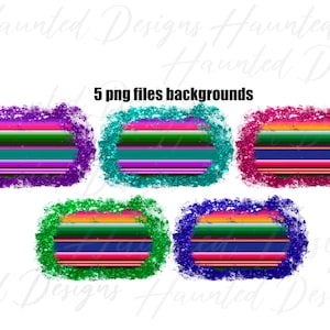 Distressed Serape Glitter Background Frame Bundle Design Enhancements Serape PNG, Craft, Clip Art Design, Instant Digital Download