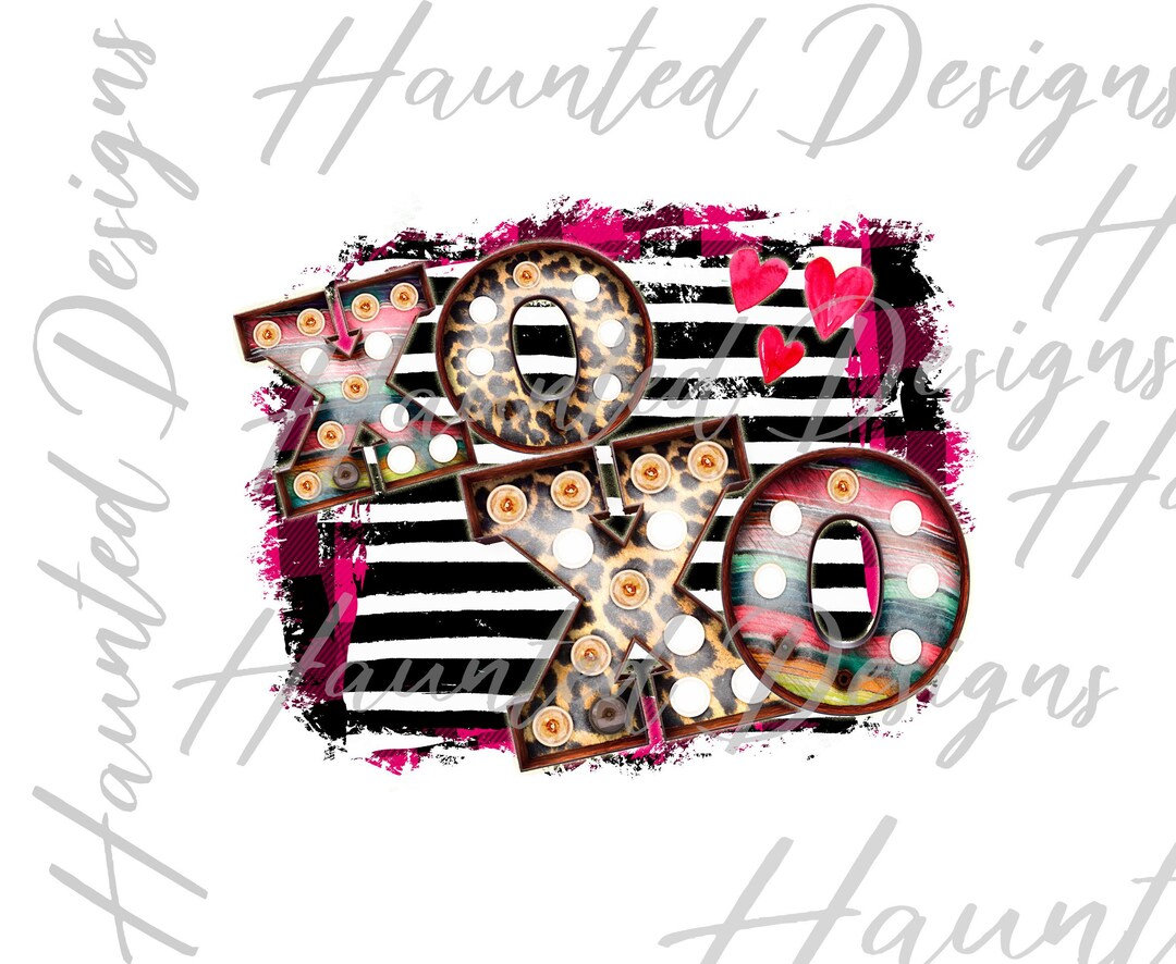 XOXO Valentine Striped Pink Leopard Serape Heartbreaker Sublimation ...