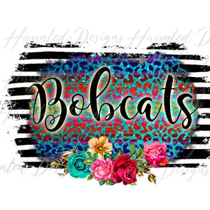 Sports Bobcats Pride Stripe Cheetah Instant Digital Download Sublimation Design PNG Clipart Craft DTF