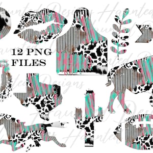 Big Clip Art Design Bundle Patchwork Cow Hyde Corrugated Metal bundle PNG, Instant Digital Download
