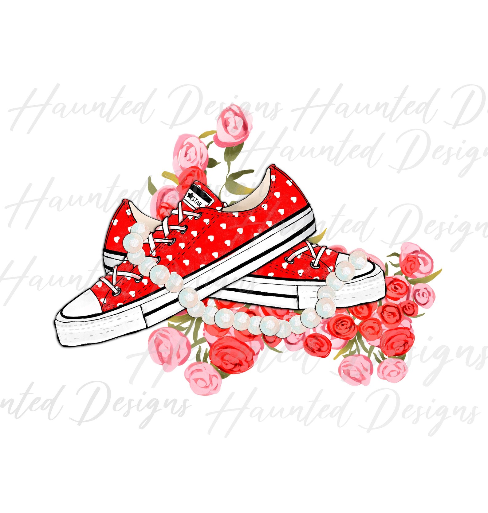 Tennis Shoes Pearls Heart PNG Craft Clip Art Digital Etsy