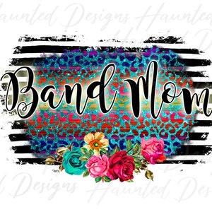 Band Mom Stripe Cheetah Glitter Instant Digital Download Sublimation Design PNG Clipart Craft DTF