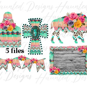 Fiesta Tribal Distressed Cheetah Bundle Sublimation Design PNG, Craft, Clip Art, Instant Digital Download