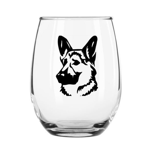 German Shepherd Wine Glass / Dog Wine Glass / Dog Mom / Dog Lover Gift