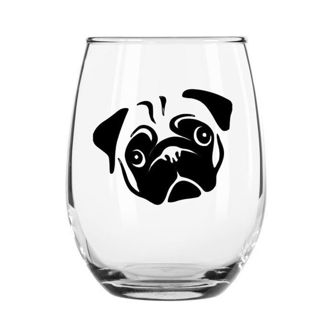 Pug Wine Glass / Dog Wine Glass / Pug Mom / Dog Lover Gift - Etsy