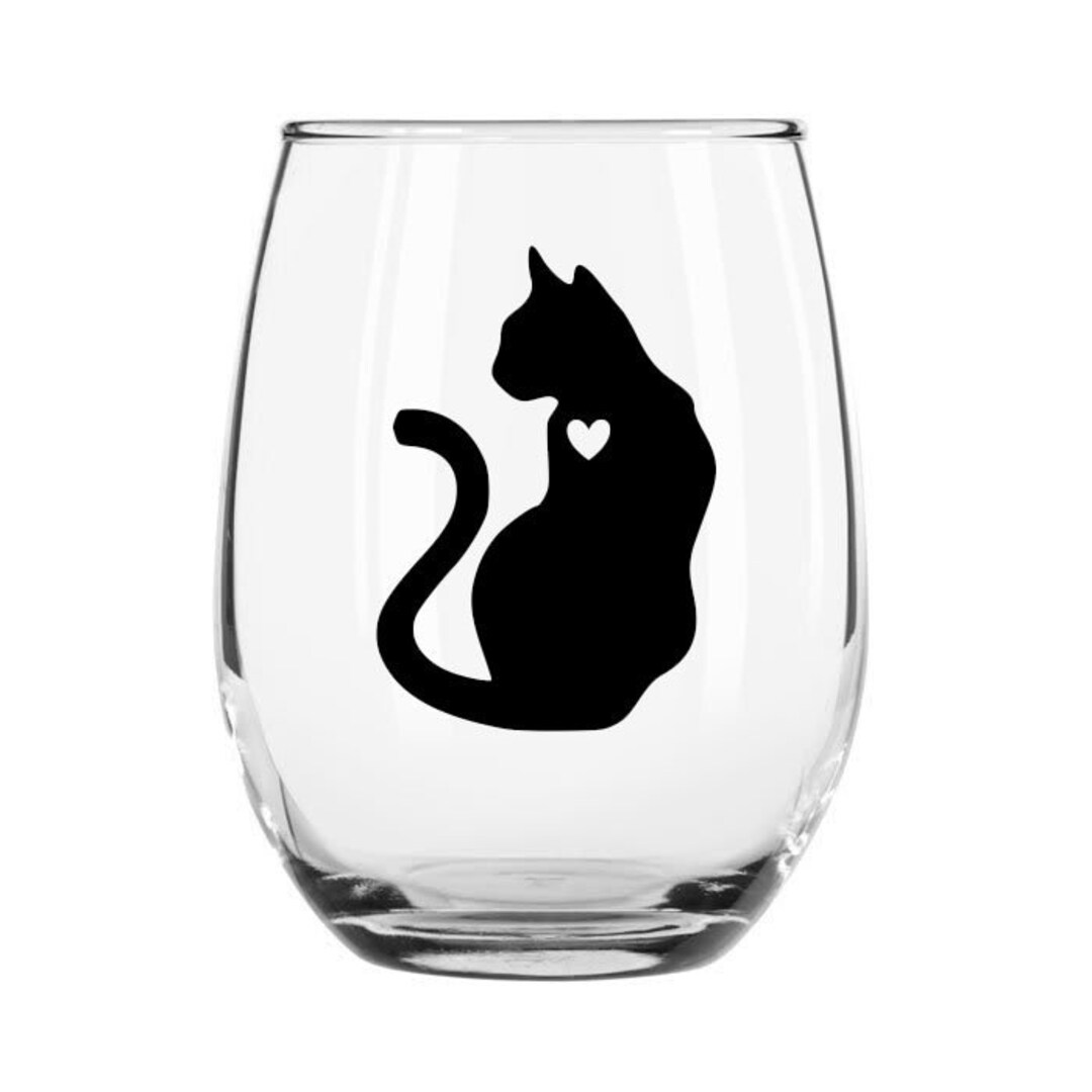 Cat Wine Glass Cat Lover Gift Cat Mom Etsy