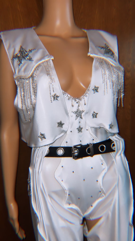 Rhinestone Cowgirl Set - Chaps, Vest, and Bodysuit Western