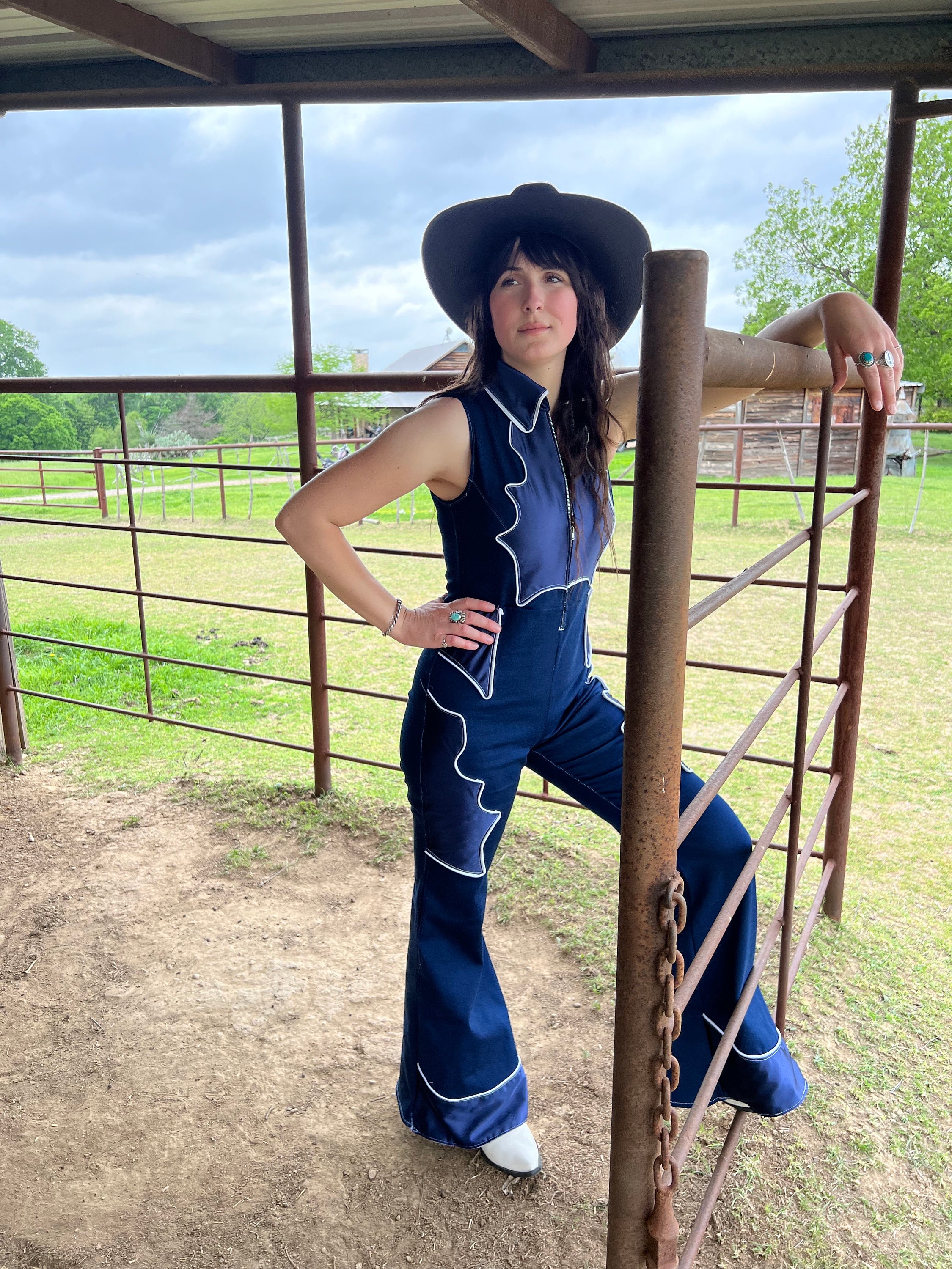Western Denim Jumpsuit - Etsy