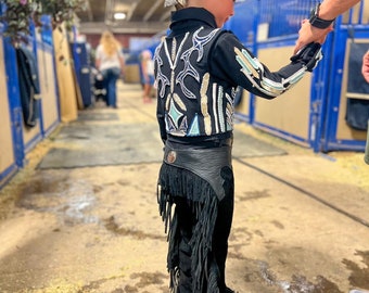 Western show wear chaps - made to order for child or adult. Custom showmanship apparel.