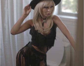 Leather Fringe Skirt Belt