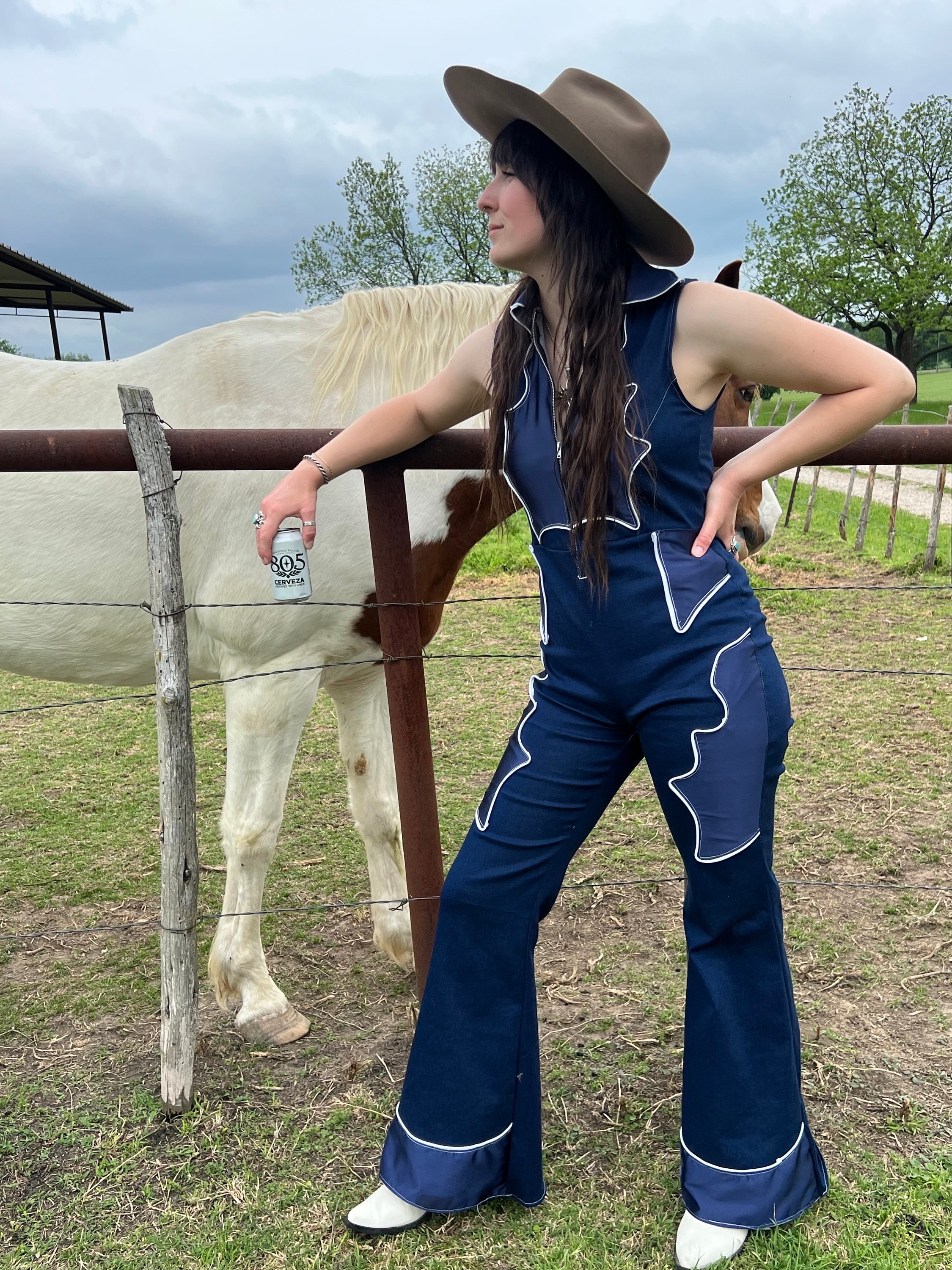 Western Denim Jumpsuit - Etsy