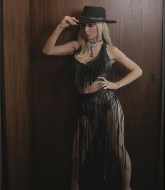 Leather Fringe Skirt Belt - image 4